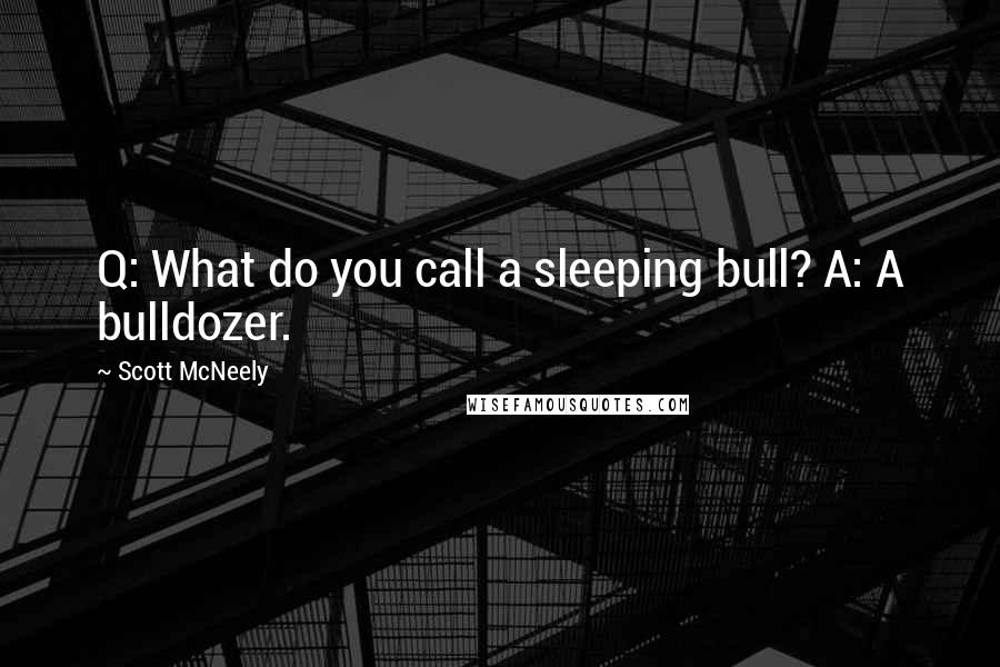 Scott McNeely quotes: Q: What do you call a sleeping bull? A: A bulldozer.