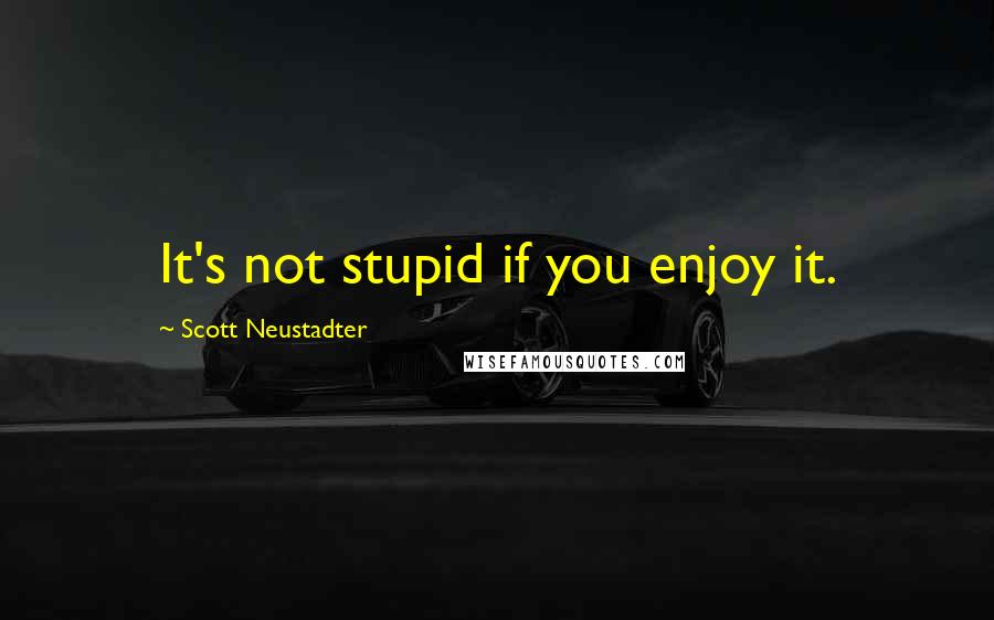 Scott Neustadter quotes: It's not stupid if you enjoy it.
