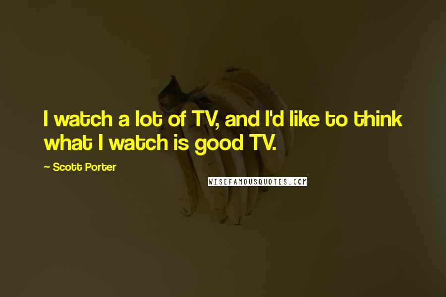 Scott Porter quotes: I watch a lot of TV, and I'd like to think what I watch is good TV.