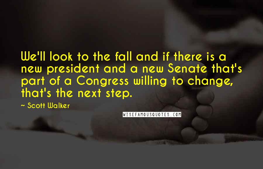 Scott Walker quotes: We'll look to the fall and if there is a new president and a new Senate that's part of a Congress willing to change, that's the next step.