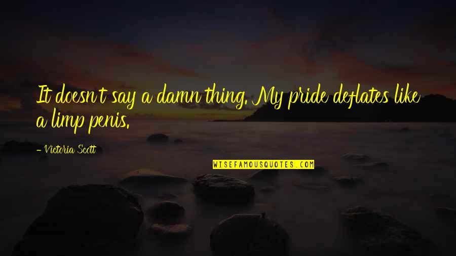 Scott Walker Quotes By Victoria Scott: It doesn't say a damn thing. My pride