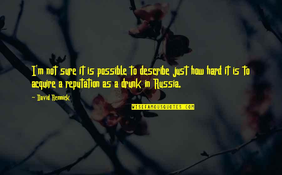 Scottish Landscape Quotes By David Remnick: I'm not sure it is possible to describe