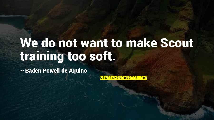 Scout Quotes By Baden Powell De Aquino: We do not want to make Scout training