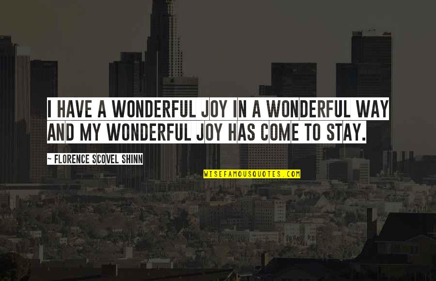 Scovel Shinn Quotes By Florence Scovel Shinn: I have a wonderful joy in a wonderful