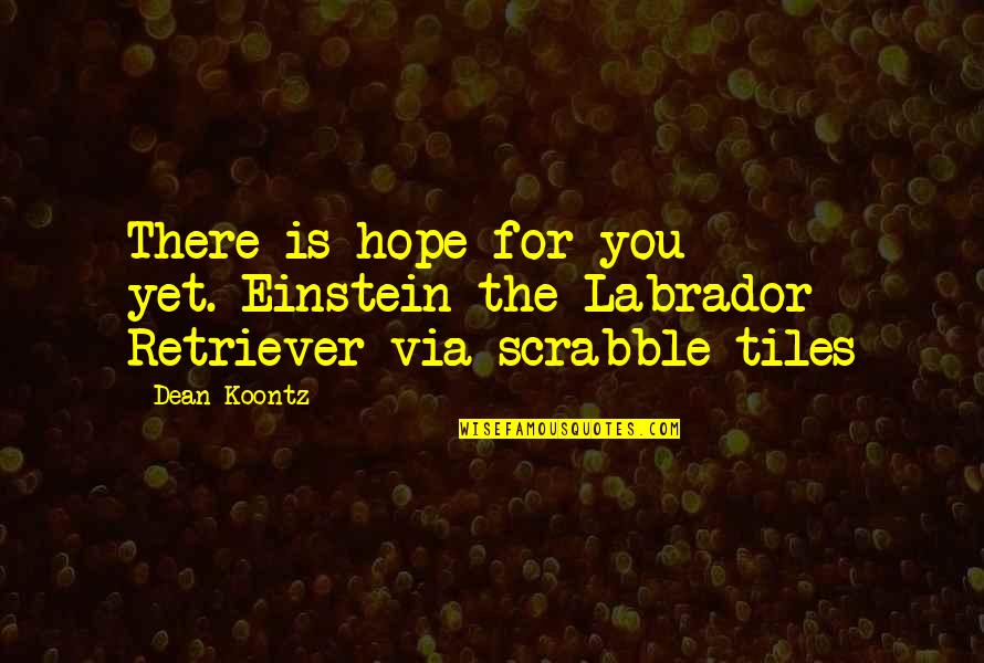 Scrabble Quotes By Dean Koontz: There is hope for you yet.-Einstein the Labrador