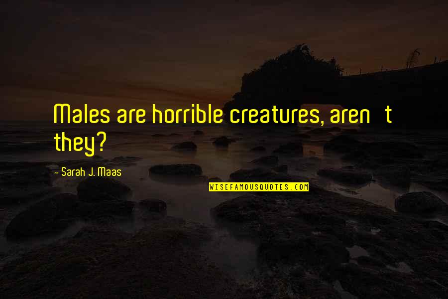 Screaming Reels Quotes By Sarah J. Maas: Males are horrible creatures, aren't they? Screaming Reels Quotes By Sarah J. Maas: Males are horrible creatures, aren't they?