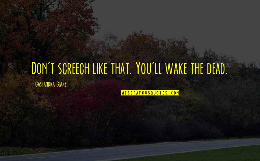 Screech In Quotes By Cassandra Clare: Don't screech like that. You'll wake the dead.