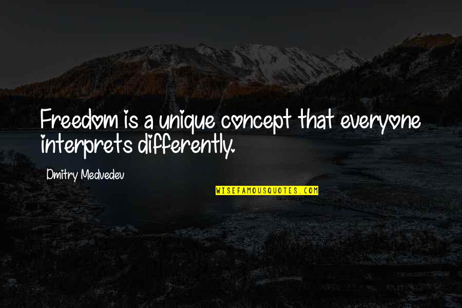 Screed Board Quotes By Dmitry Medvedev: Freedom is a unique concept that everyone interprets Screed Board Quotes By Dmitry Medvedev: Freedom is a unique concept that everyone interprets
