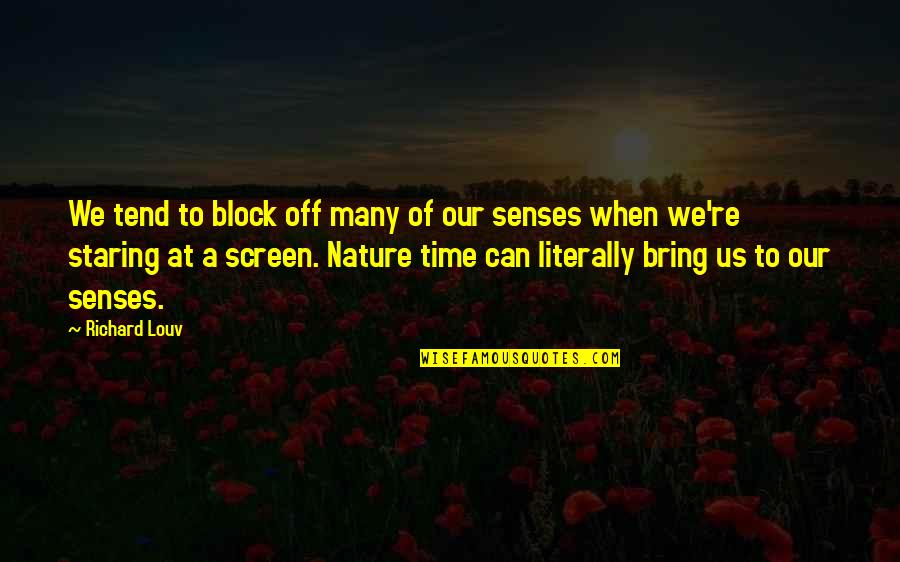 Screen Quotes By Richard Louv: We tend to block off many of our