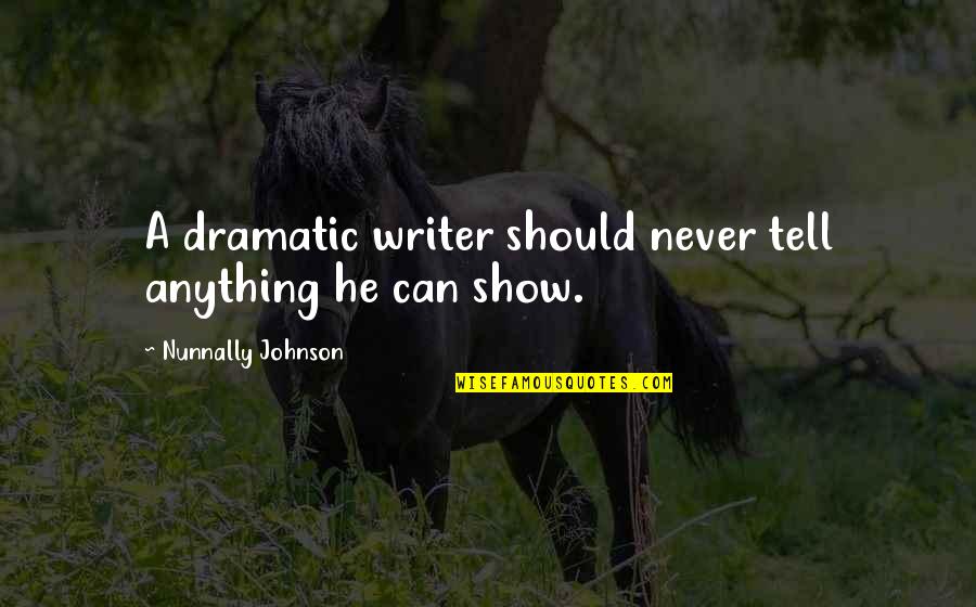 Screenwriting Quotes By Nunnally Johnson: A dramatic writer should never tell anything he