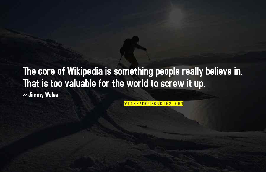 Screw The World Quotes By Jimmy Wales: The core of Wikipedia is something people really