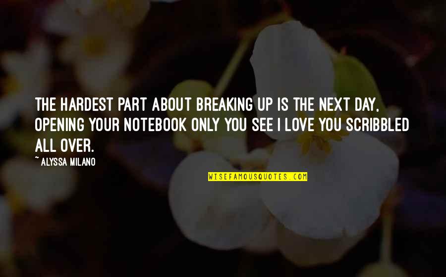 Scribbled Quotes By Alyssa Milano: The HARDEST PART about BREAKING UP is the