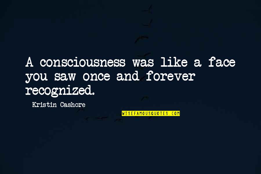 Scribing Cabinets Quotes By Kristin Cashore: A consciousness was like a face you saw