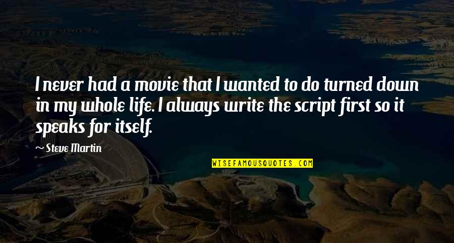 Script Writing Quotes By Steve Martin: I never had a movie that I wanted