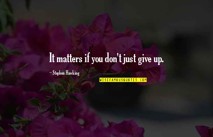 Scriptures Lds Quotes By Stephen Hawking: It matters if you don't just give up.
