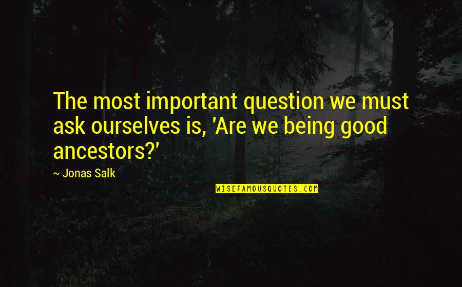 Scrubs My Tormented Mentor Quotes By Jonas Salk: The most important question we must ask ourselves
