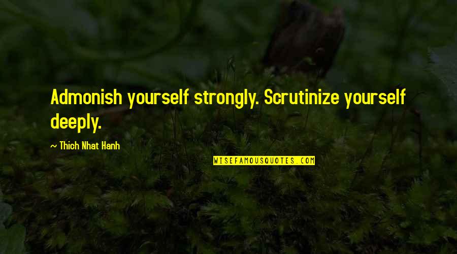 Scrutinize Quotes By Thich Nhat Hanh: Admonish yourself strongly. Scrutinize yourself deeply.