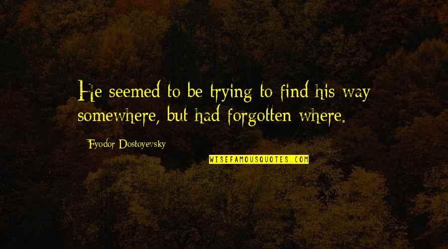 Scuffanine Quotes By Fyodor Dostoyevsky: He seemed to be trying to find his