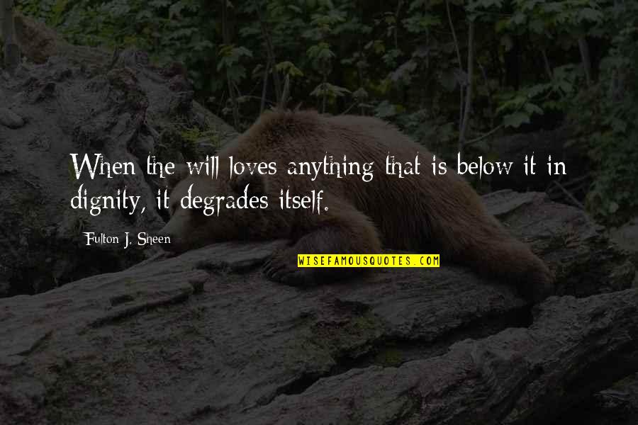 Scyllas Grove Quotes By Fulton J. Sheen: When the will loves anything that is below