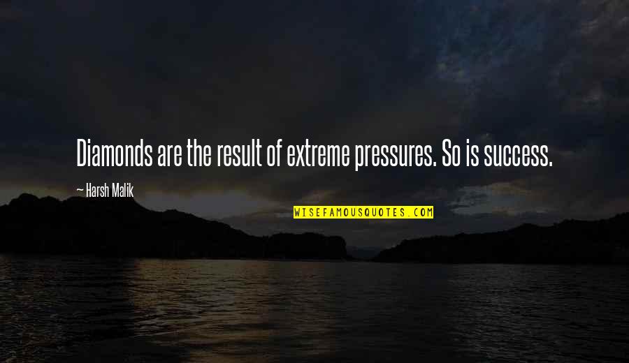 Sdem Quote Quotes By Harsh Malik: Diamonds are the result of extreme pressures. So
