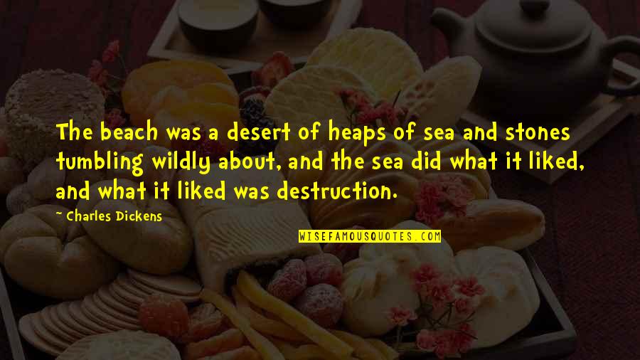 Sea And Beach Quotes By Charles Dickens: The beach was a desert of heaps of