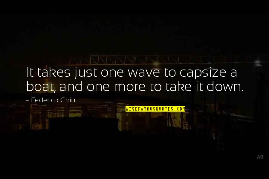 Sea And Boat Quotes By Federico Chini: It takes just one wave to capsize a