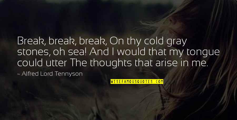 Sea And Me Quotes By Alfred Lord Tennyson: Break, break, break, On thy cold gray stones,