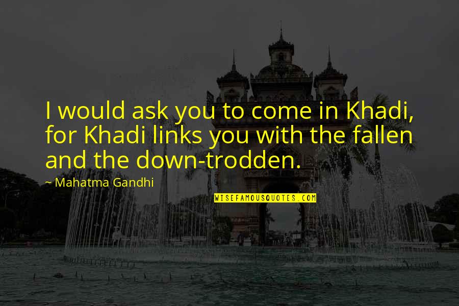 Sea Mammal Quotes By Mahatma Gandhi: I would ask you to come in Khadi,