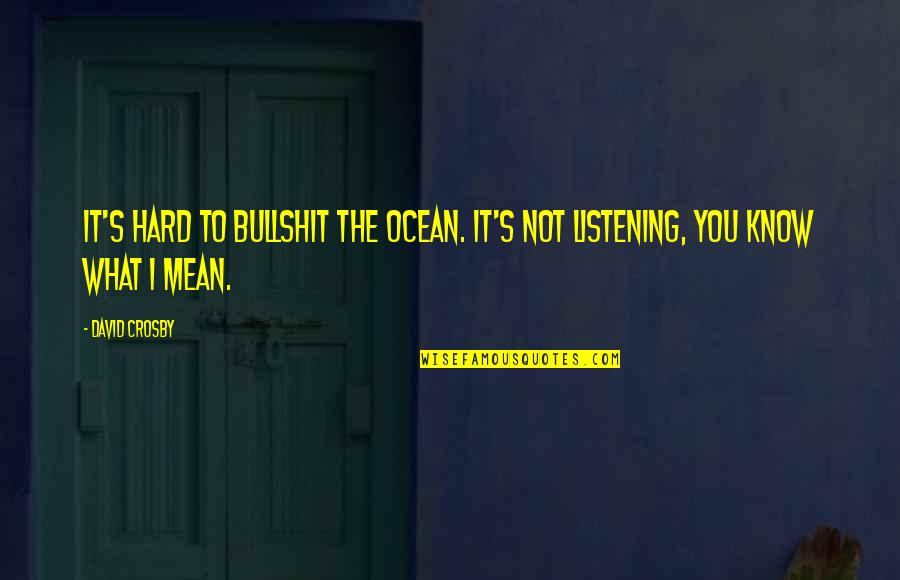 Sea Ocean Quotes By David Crosby: It's hard to bullshit the ocean. It's not