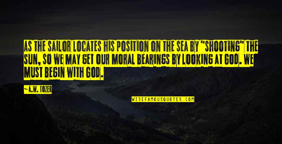 Sea Sun Quotes By A.W. Tozer: As the sailor locates his position on the