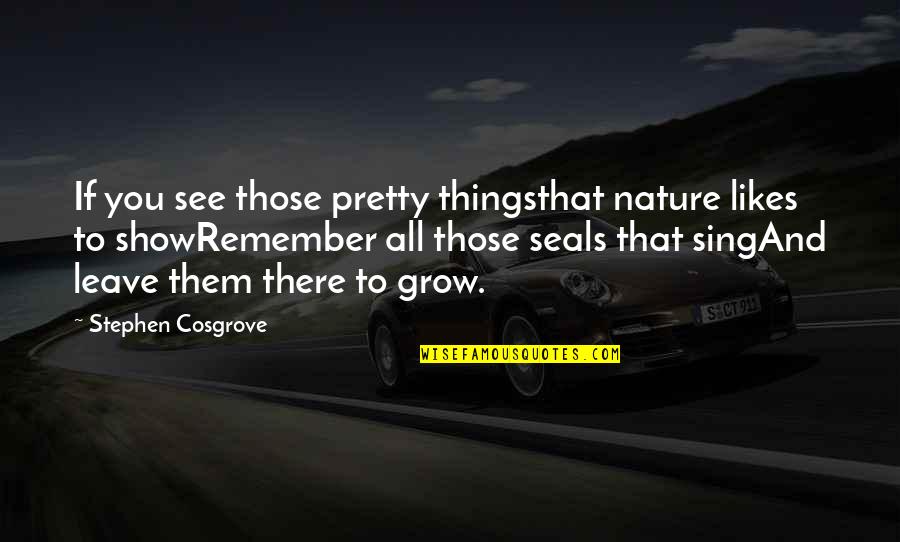 Seals Quotes By Stephen Cosgrove: If you see those pretty thingsthat nature likes