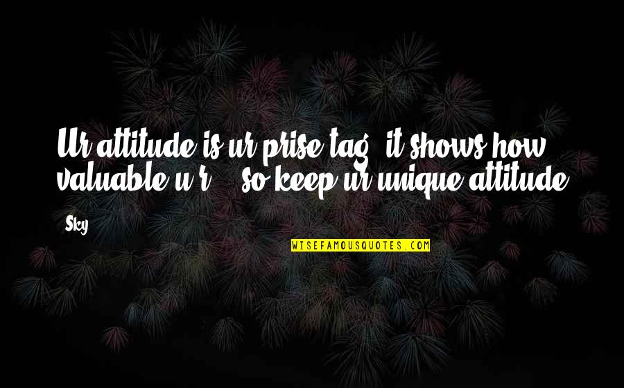 Seamed Quotes By Sky: Ur attitude is ur prise tag, it shows