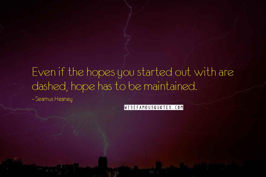 Seamus Heaney quotes: Even if the hopes you started out with are dashed, hope has to be maintained.