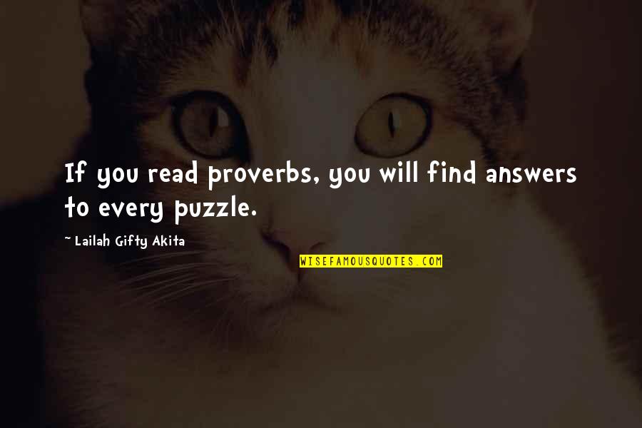 Sean Buranahiran Quotes By Lailah Gifty Akita: If you read proverbs, you will find answers