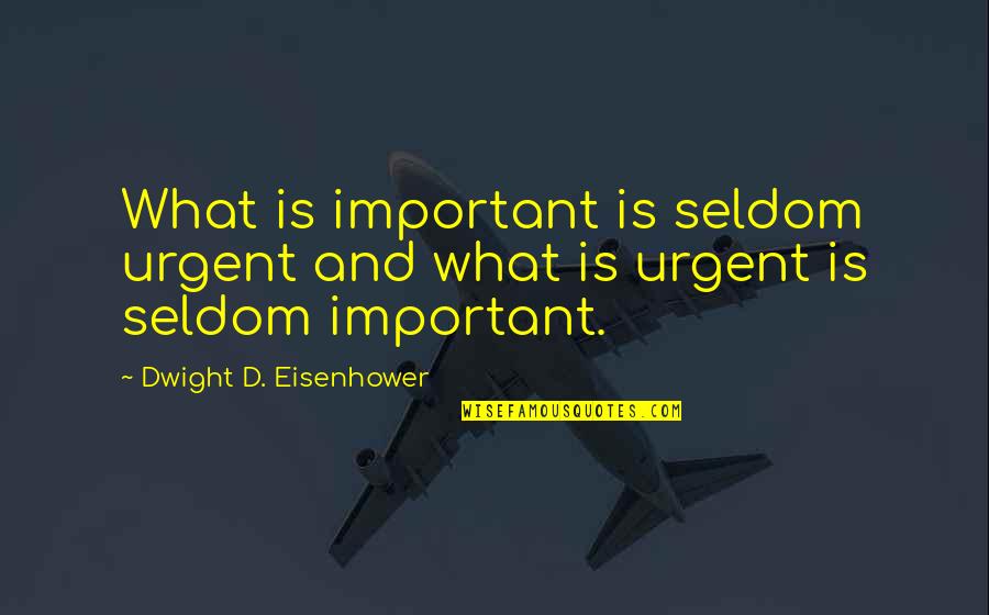 Sean Feucht Quotes By Dwight D. Eisenhower: What is important is seldom urgent and what