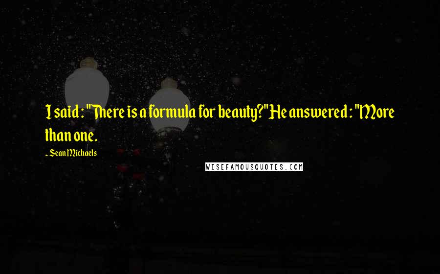 Sean Michaels quotes: I said : "There is a formula for beauty?"He answered : "More than one.