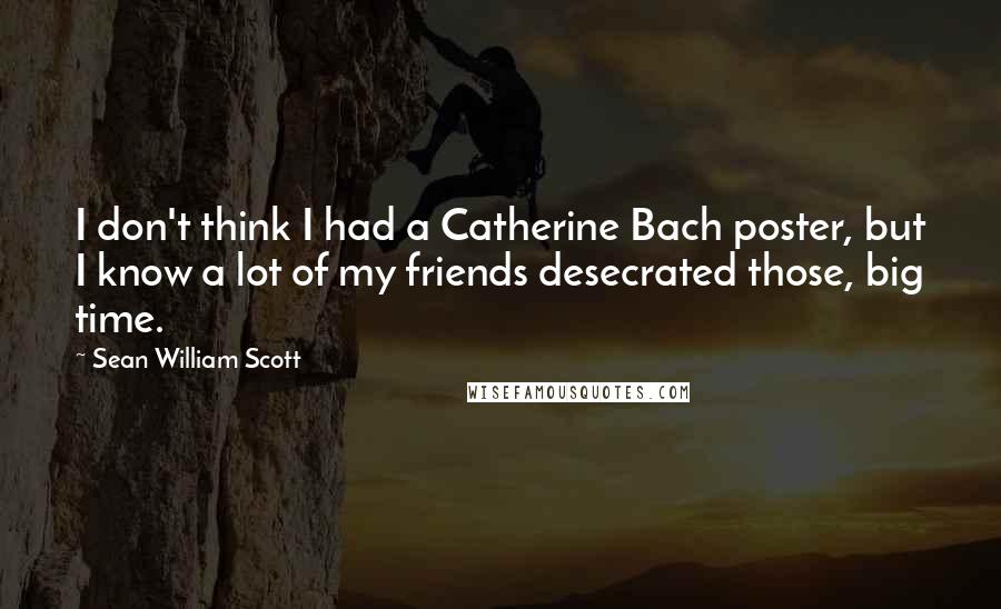 Sean William Scott quotes: I don't think I had a Catherine Bach poster, but I know a lot of my friends desecrated those, big time.