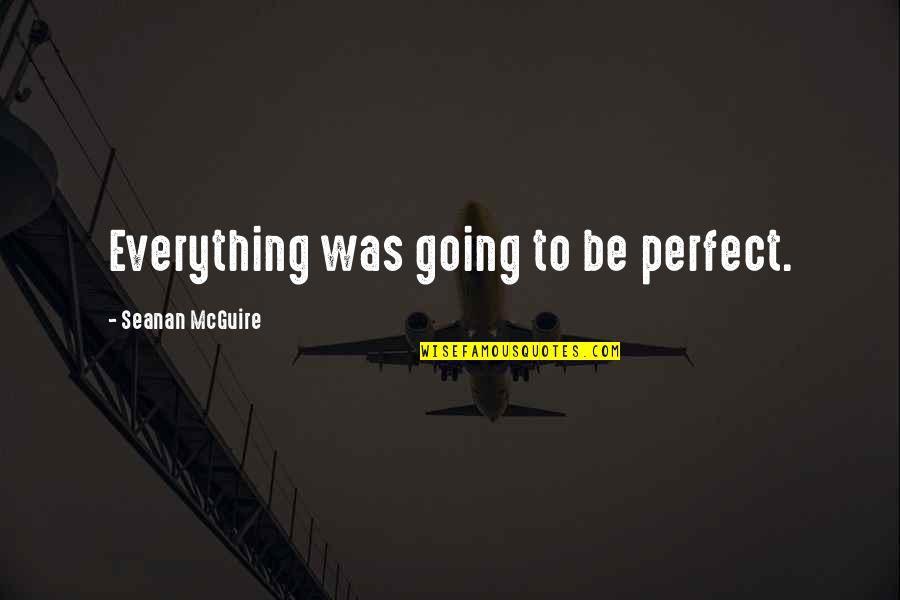 Seanan Mcguire Quotes By Seanan McGuire: Everything was going to be perfect.