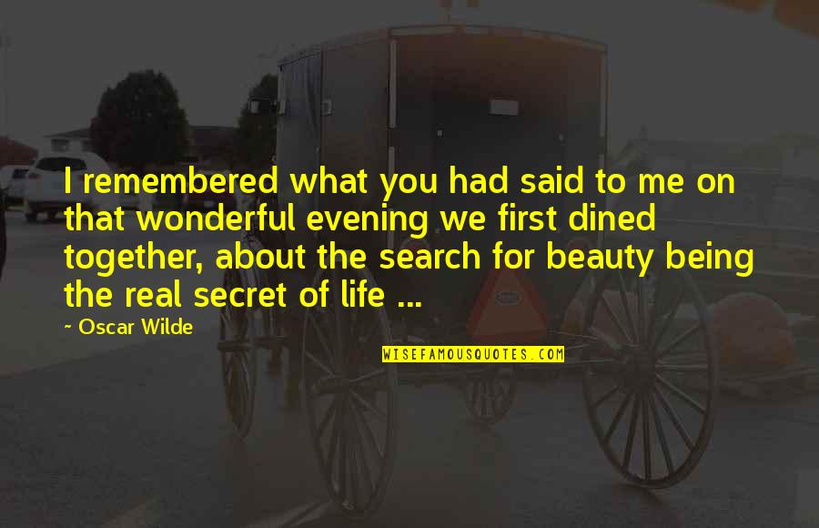 Search Life Quotes By Oscar Wilde: I remembered what you had said to me