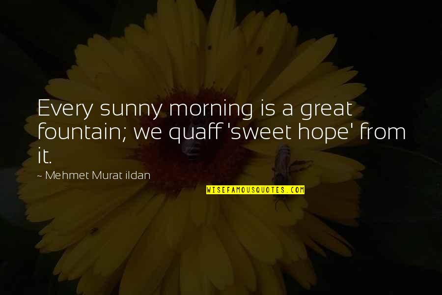 Searching For The Sun Quotes By Mehmet Murat Ildan: Every sunny morning is a great fountain; we