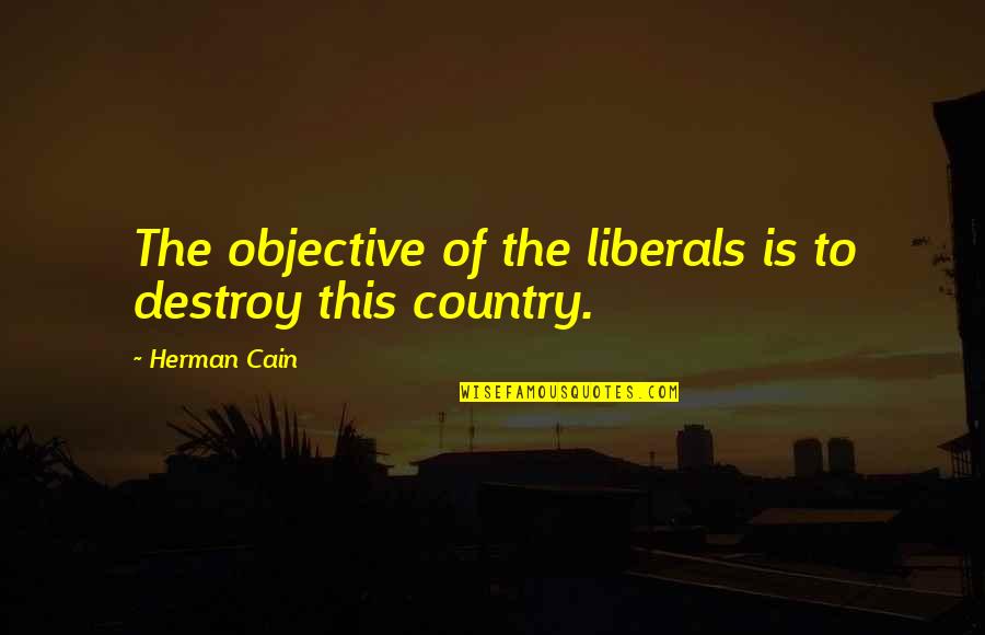 Season 3 New Girl Quotes By Herman Cain: The objective of the liberals is to destroy
