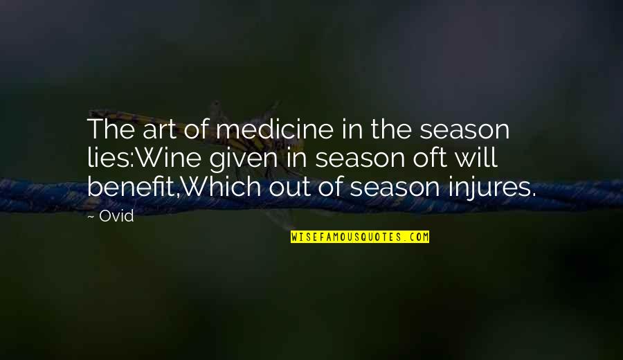 Season Quotes By Ovid: The art of medicine in the season lies:Wine