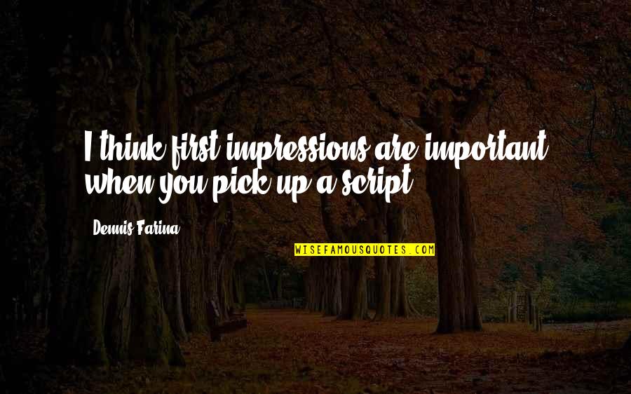 Sebaceous Quotes By Dennis Farina: I think first impressions are important when you