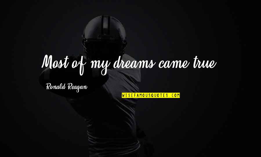 Sebagaimana Mestinya Quotes By Ronald Reagan: Most of my dreams came true. Sebagaimana Mestinya Quotes By Ronald Reagan: Most of my dreams came true.