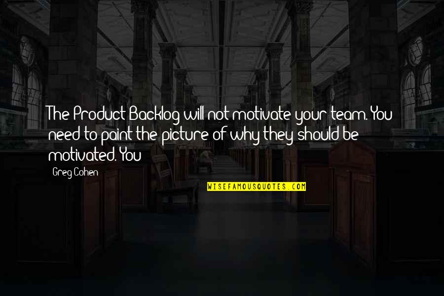 Sebanc Brunch Quotes By Greg Cohen: The Product Backlog will not motivate your team.