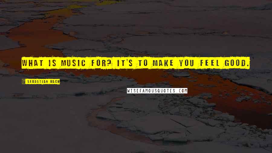 Sebastian Bach quotes: What is music for? It's to make you feel good.