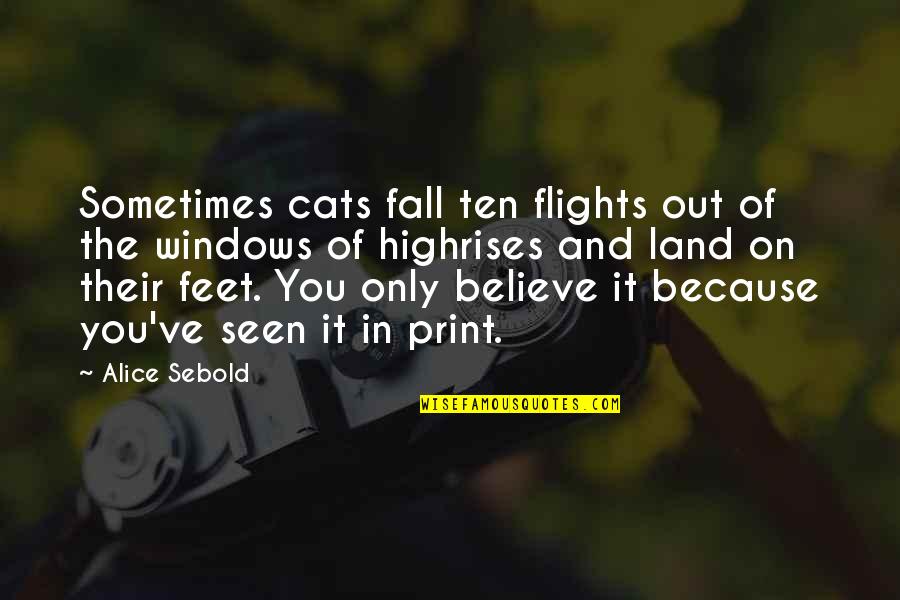 Sebold Quotes By Alice Sebold: Sometimes cats fall ten flights out of the Sebold Quotes By Alice Sebold: Sometimes cats fall ten flights out of the