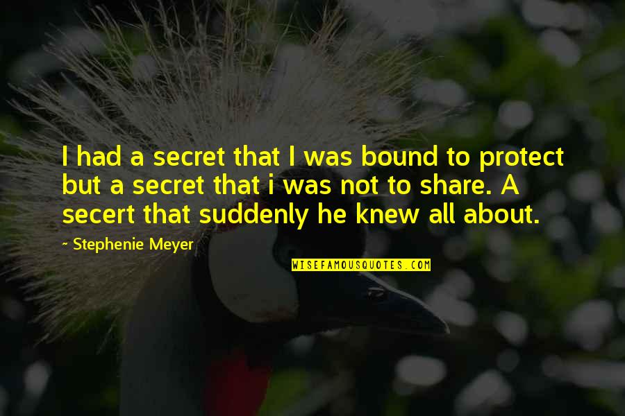 Secert Quotes By Stephenie Meyer: I had a secret that I was bound