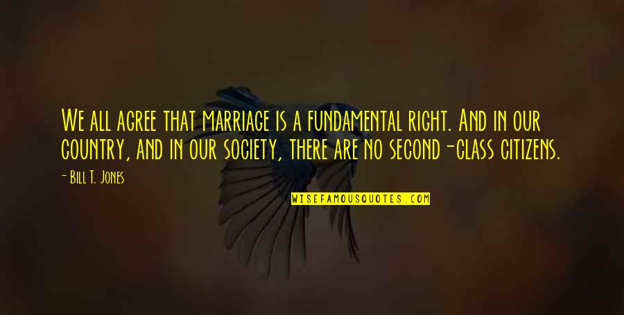 Second Class Quotes By Bill T. Jones: We all agree that marriage is a fundamental