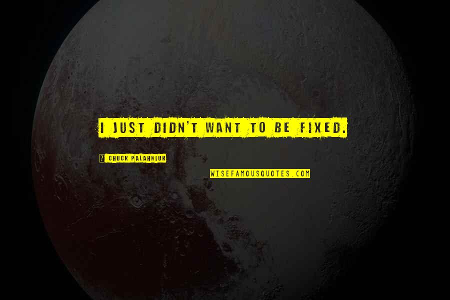 Second Hand Information Quotes By Chuck Palahniuk: I just didn't want to be fixed. Second Hand Information Quotes By Chuck Palahniuk: I just didn't want to be fixed.